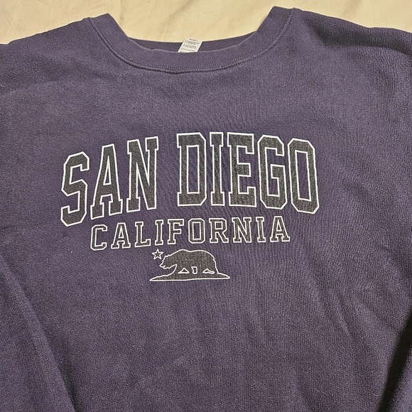 unbranded Other - San Diego California Sweatshirt Navy Blue Large Crewneck‎ Cotton Blend Varsity